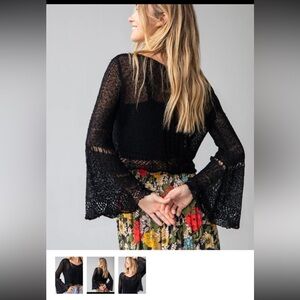 Natural life crochet knit sweater black